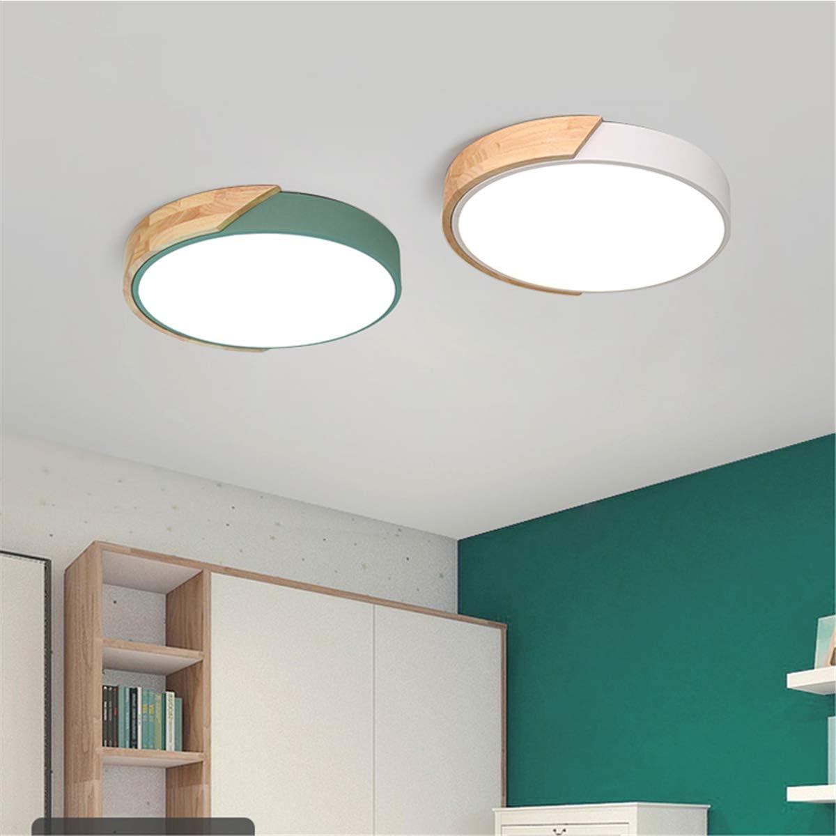 Simple Light Ceiling Gleamlamp Dimmable Ceiling Light Simple Round Wood Bedroom LED Ceiling ...