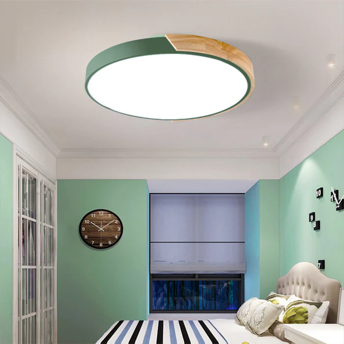 Simple Light Ceiling Gleamlamp Dimmable Ceiling Light Simple Round Wood Bedroom LED Ceiling ...