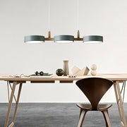 Wood and Metal Long LED Dining Room Pendant Light