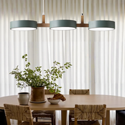 Wood and Metal Long LED Dining Room Pendant Light