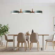 Wood and Metal Long LED Dining Room Pendant Light