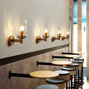 Vintage Iron Armed Glass Wall Lights