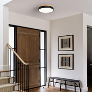 Wooden Round Shape Flush LED Ceiling Lights For Living Room
