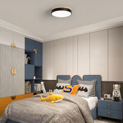 Wooden Round Shape Flush LED Ceiling Lights For Living Room