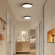 Wooden Round Shape Flush LED Ceiling Lights For Living Room