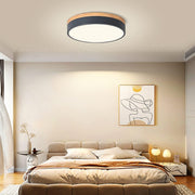 Wooden Round Shape Flush LED Ceiling Lights For Living Room