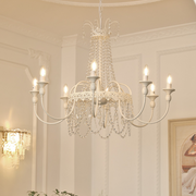 Vintage White Metal & Glass Luxury Chandelier Light -Homdiy