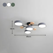 Modern Multi-Heads Iron LED Semi-Flush Chandelier