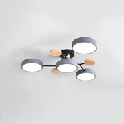 Contemporary Round Iron LED Semi-Flush Chandelier